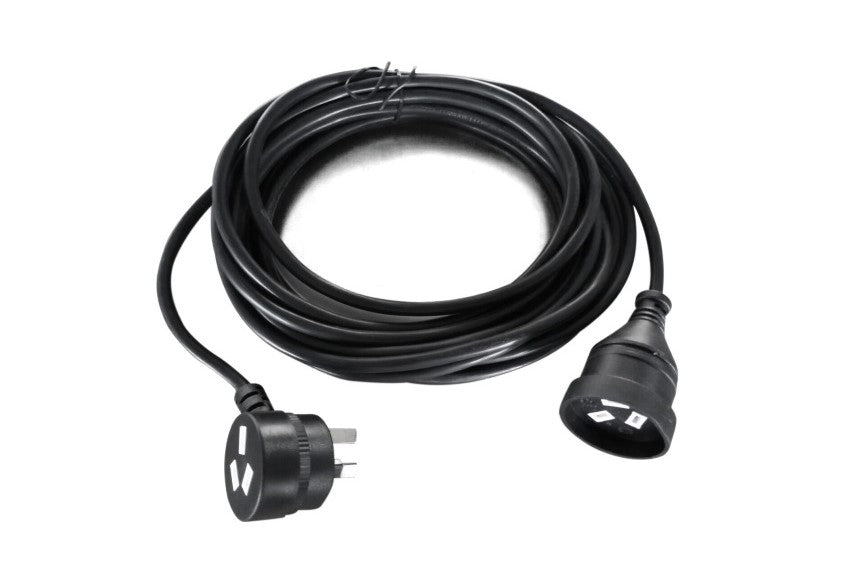 8Ware - Power Cable Extension 3-Pin Male to Female 2m 3-Pin AU Piggy Back Black