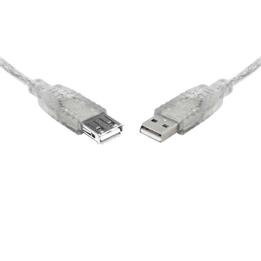 8Ware - USB 2.0 Extension Cable A to A Male to Female Transparent Metal Sheath Cable