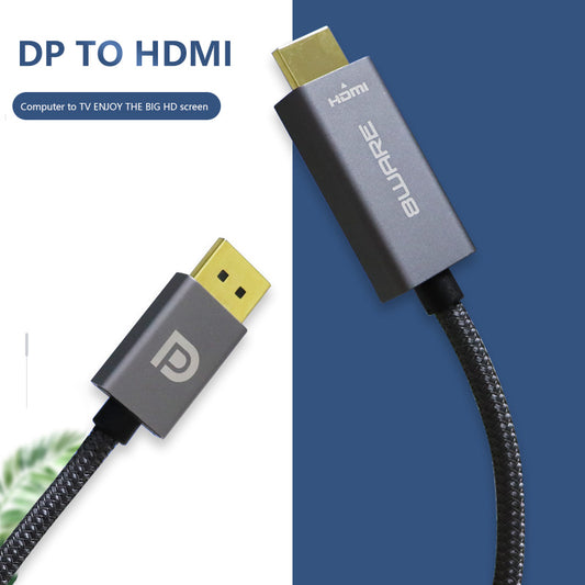 8ware - DisplayPort DP to HDMI Male to Male Adapter Converter Cable 1080P Nylon Braide for Video Card PC Notebook to Monitor Projector TV