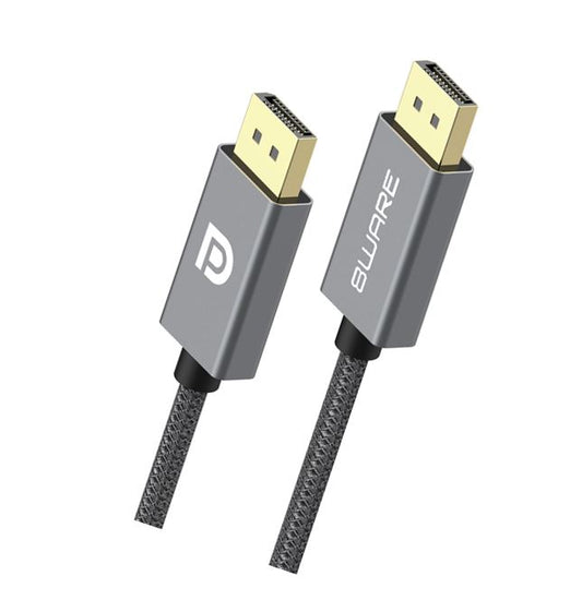 8ware - 2m Pro Series 4K 60Hz DisplayPort Male DP to DisplayPort Male DP Cable Grey Metal Aluminium Shell Gold Plated Connectors