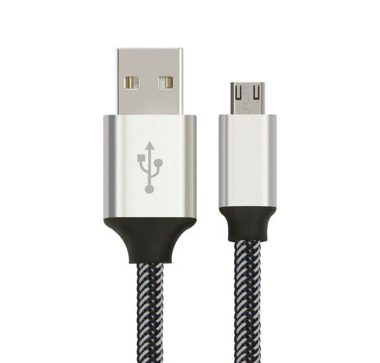 Astrotek - Silver Micro USB Data Sync Charger Cable Cord for Samsung HTC Motorola Nokia Kindle Android Phone Tablet & Devices