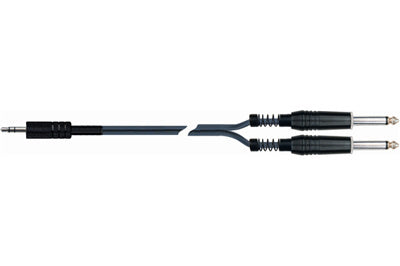 QuikLok - Black Series Cable - 3.5mm Mini Straight Stereo Jack to 2 x Straight Mono Jacks